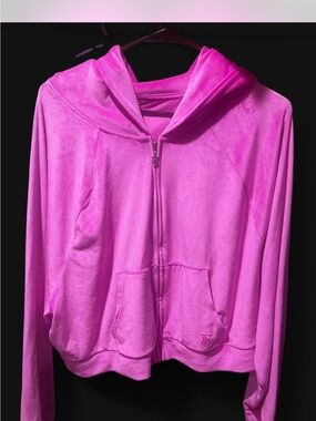 Victoria's Secret Hot Pink Velour Zip Hoodie